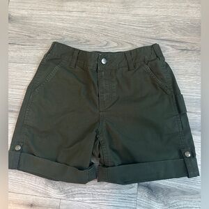 Carhartt Olive Cotton Cuffed Shorts with Elastic Back Waist | Size 4